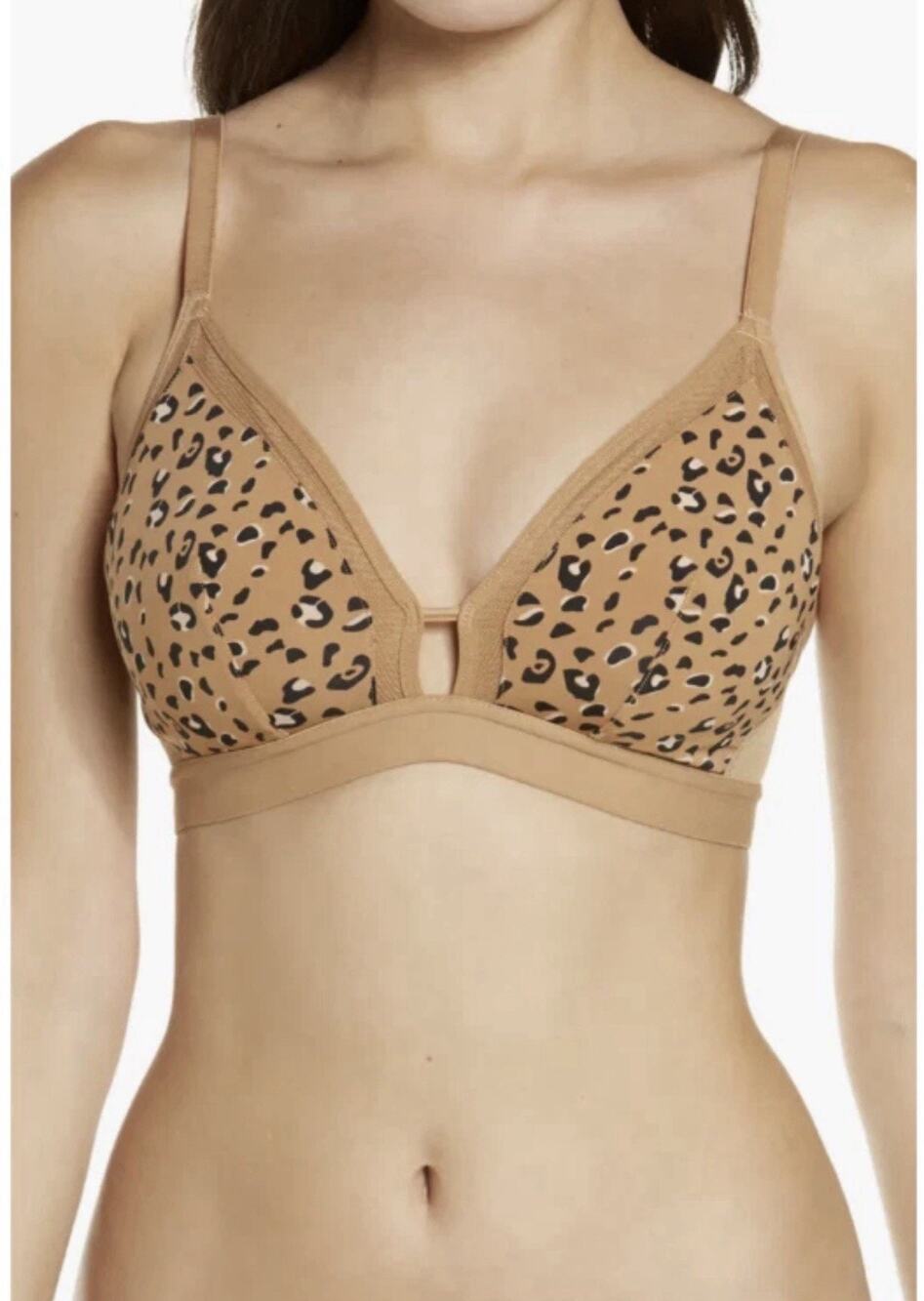LIVELY Women's Leopard Print Mesh Trim Bralette No Wire Bra Fits Up To DDD XL 3